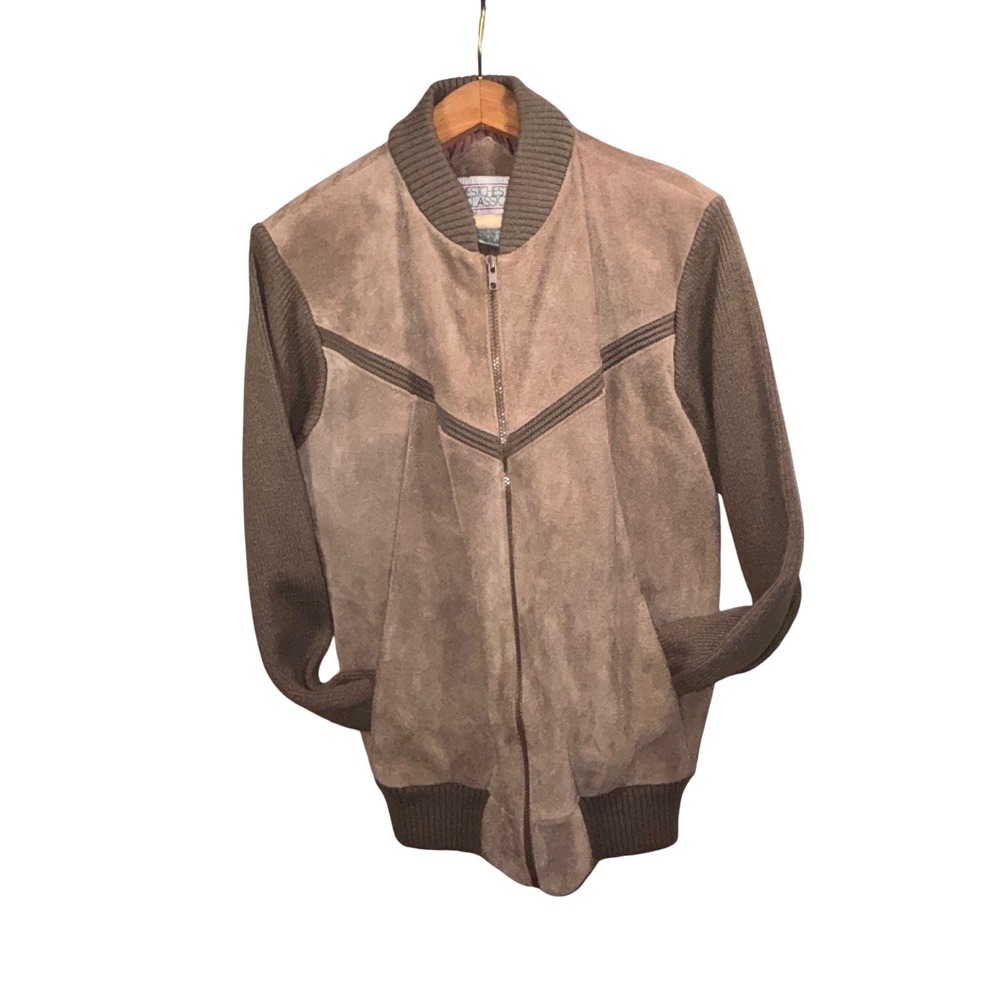 Suede Jacket Womens Large Brown Excellent Bomber Style West‎ Chester Classics